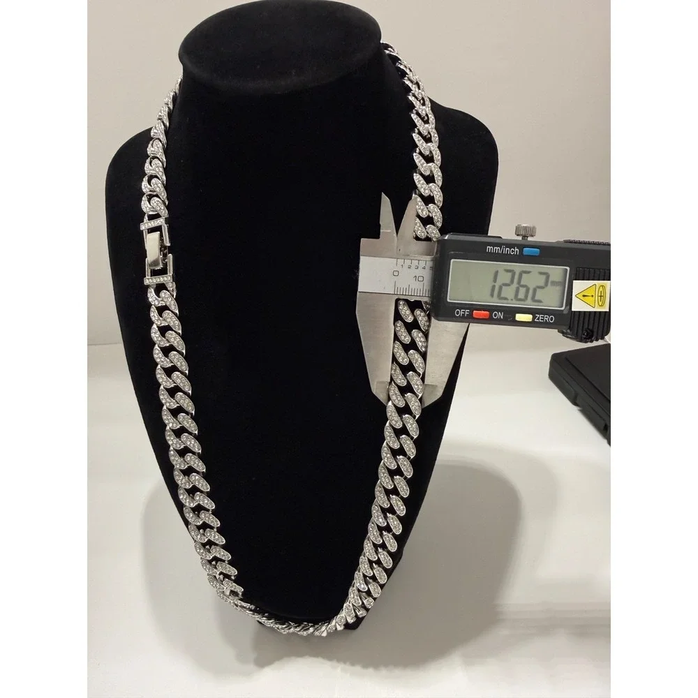 cuban chain iced out vvscz over stainless 24inch 12.5mm